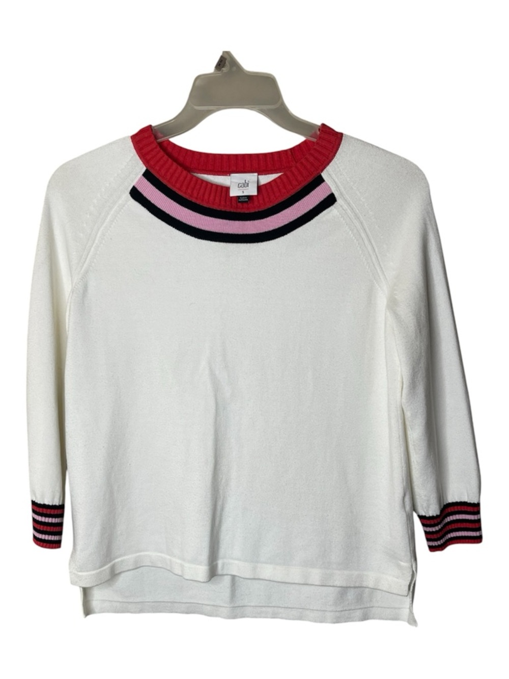 Cabi Women's Pickleball Pullover Sweater with Pink & Red Trim Sz S - Picture 2 of 6